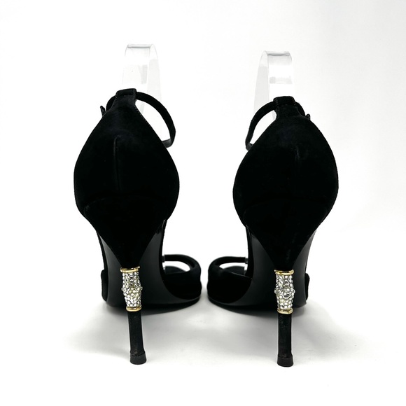 Vintage Gucci By Tom Ford Y2K Black Suede Crystal Bamboo High Heels Sandals 7.5 - Picture 6 of 12